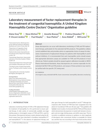 Elaine Gray et al, Haemophilia 2020